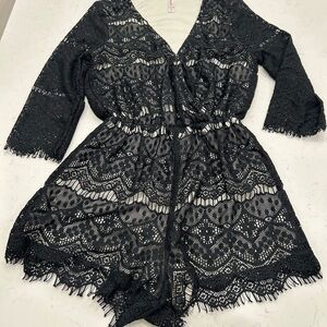 Xhilaration Black Lace V-Neck Romper